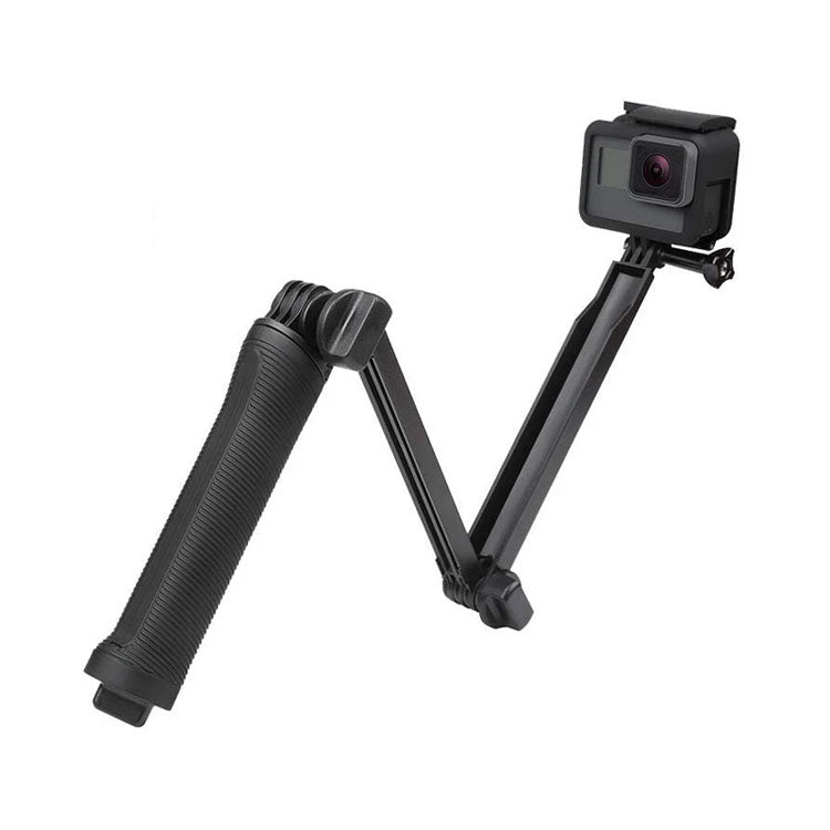 Reflex Camera 3-Way Foldable Selfie Stick Tripod for GoPro Hero 13-9, DJI Osmo Action – Extendable Pole, Tripod Grip, Lightweight Action Camera Mount for Travel, Vlogging & Sports Shooting