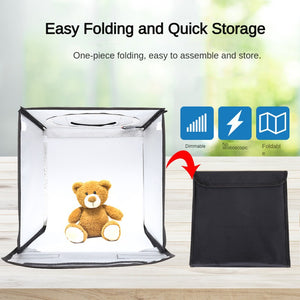REFLEX CAMERA 30×30×30cm (12x12x12in) Folding Portable Photo Lightbox Studio | 120 Dimmable LED Beads 3200-5500K | 6 PVC Backdrops | USB Powered Softbox for Product Photography Shooting Tent