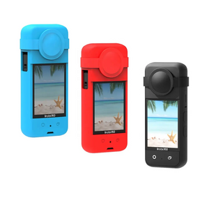 Reflex Camera CPC-360X31/BLK Silicone Protective Case for Insta360 X3 – Shockproof Anti-Slip Grip Cover with Lens Cap, Custom Fit for 360° Camera Protection (Red)