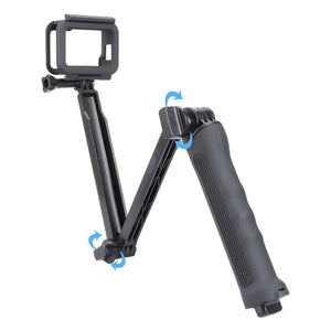 REFLEX CAMERA Foldable 3-Way Adjustable Selfie Stick Tripod for Go Pro Hero 13-9, D J I Osmo Action, Extendable Pole, Hidden Tripod, Action Camera Accessory