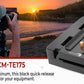 Photographer at sunset using tripod; Reflex CM-TE175 quick-release plate shown with sturdy aluminum build for camera support.