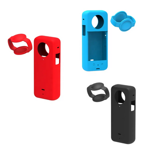 Reflex Camera CPC-360X31/BLK Silicone Protective Case for Insta360 X3 – Shockproof Anti-Slip Grip Cover with Lens Cap, Custom Fit for 360° Camera Protection (Blue)