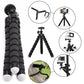 Flexible mini tripod with foam legs for mounting action cameras and smartphones in various angles and surfaces