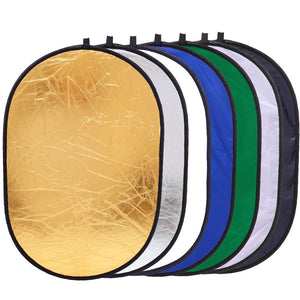 Reflex Camera 7-in-1 Photography Reflector 150x200cm – Translucent/Silver/Gold/White/Black/Blue/Green – Light Diffuser & Chroma Key Background Kit with Carrying Case