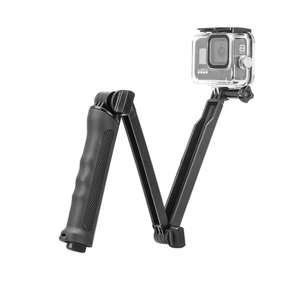 REFLEX CAMERA Foldable 3-Way Adjustable Selfie Stick Tripod for Go Pro Hero 13-9, D J I Osmo Action, Extendable Pole, Hidden Tripod, Action Camera Accessory