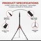 REFLEX CAMERA LS-255C Carbon Fiber Light Stand - Ultra Lightweight (580g), Compact (480mm), 5-Tier, Supports 10kg, Adjustable Height (2.2m), 1/4� & 3/8� Mounts for Flashguns, Softboxes, LED Lights, including free Cary Case.
