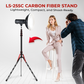 REFLEX CAMERA LS-255C Carbon Fiber Light Stand - Ultra Lightweight (580g), Compact (480mm), 5-Tier, Supports 10kg, Adjustable Height (2.2m), 1/4� & 3/8� Mounts for Flashguns, Softboxes, LED Lights, including free Cary Case.