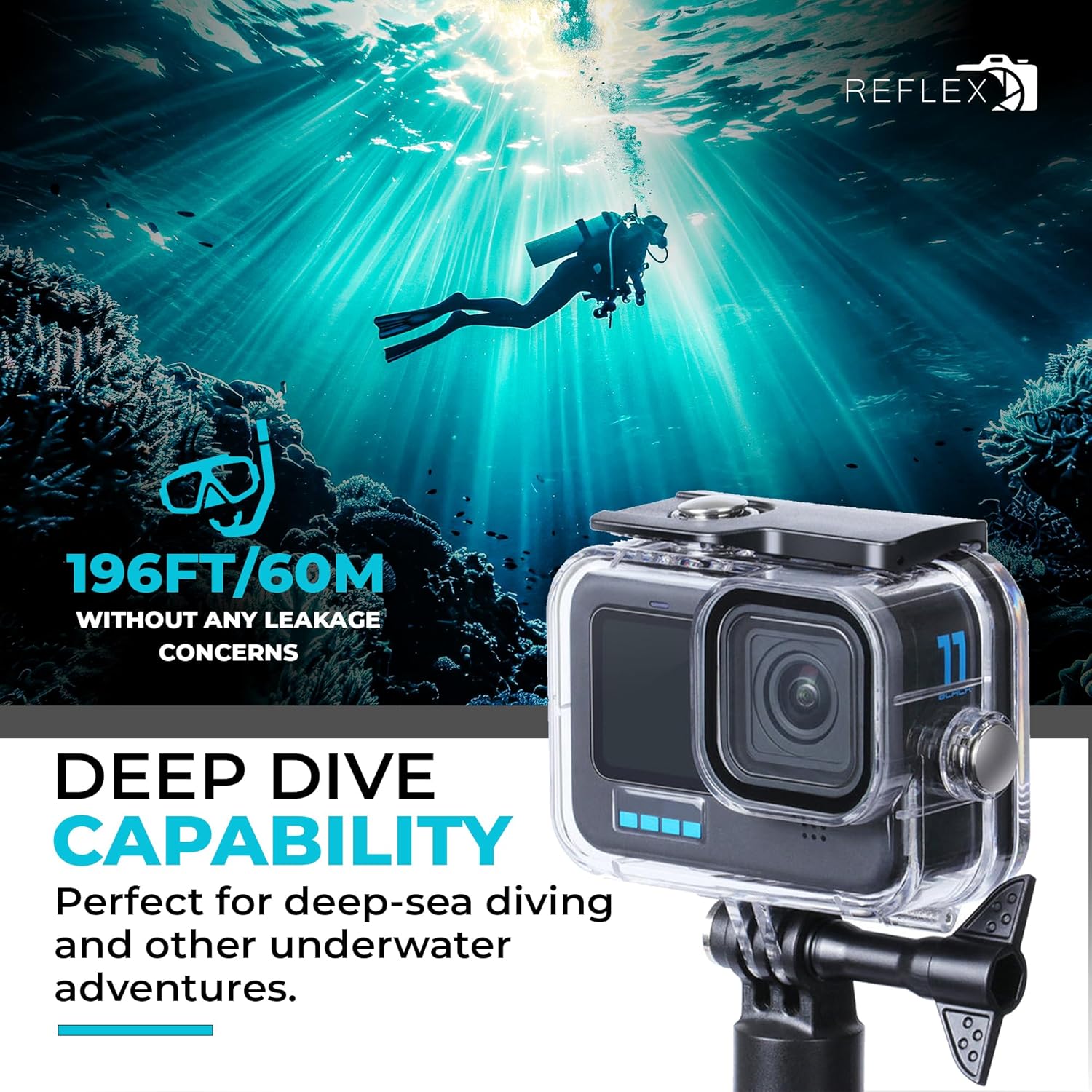 Underwater Dive Case for GoPro Hero 13–9 – 60M Waterproof REFLEX