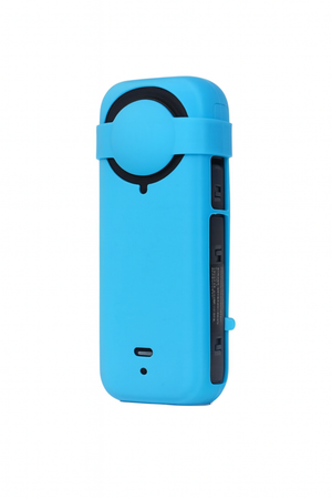 Blue Silicone Case for Insta 360 on a white background