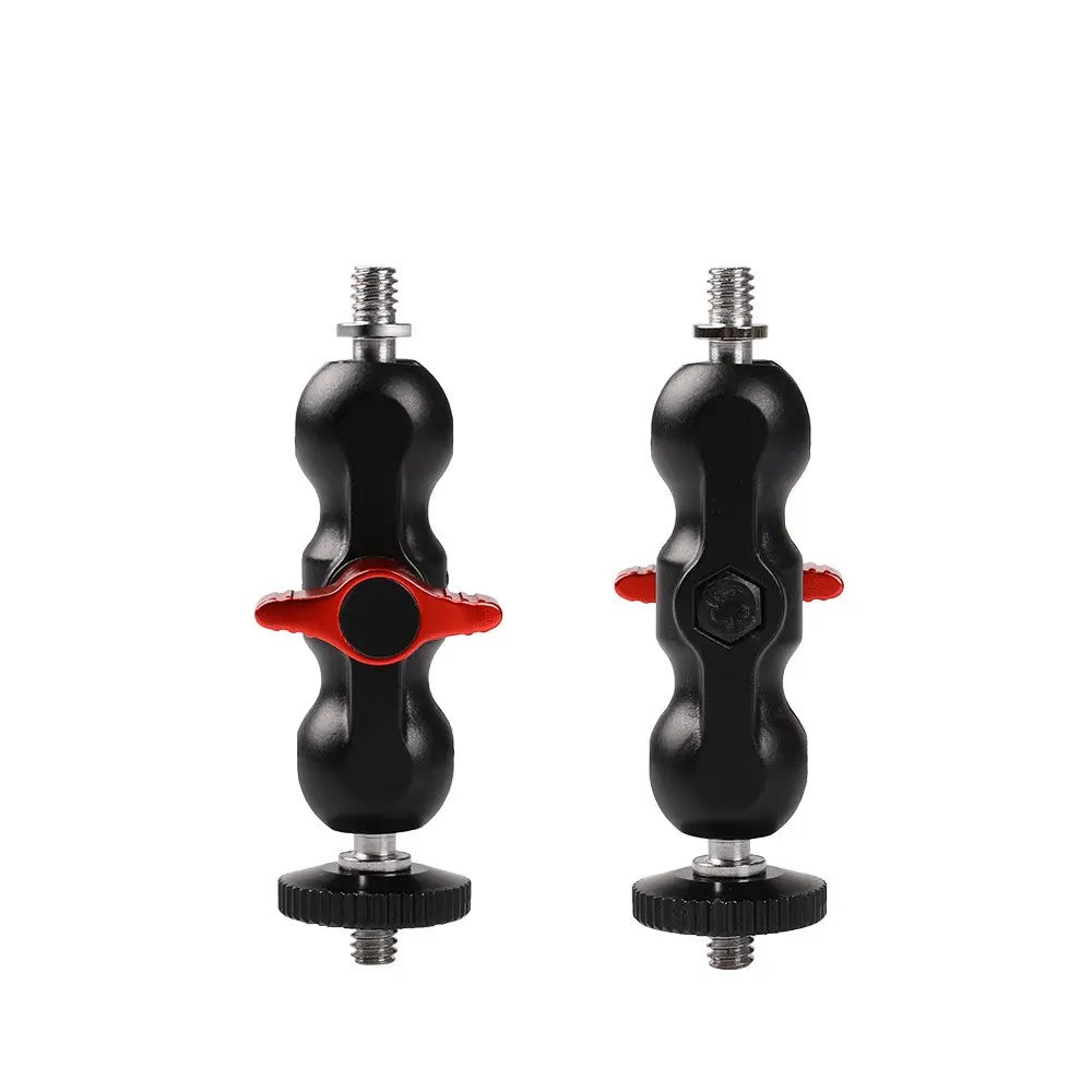 Front and back view of the Reflex Camera double ball head with 1/4" screw thread