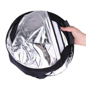 REFLEX CAMERA 2-in-1 Triangle Photography Reflector 60cm (23.6in) | Silver/White Reflective Surfaces | Single-Hand Grip | Portable Durable Light Reflector with Carrying Case