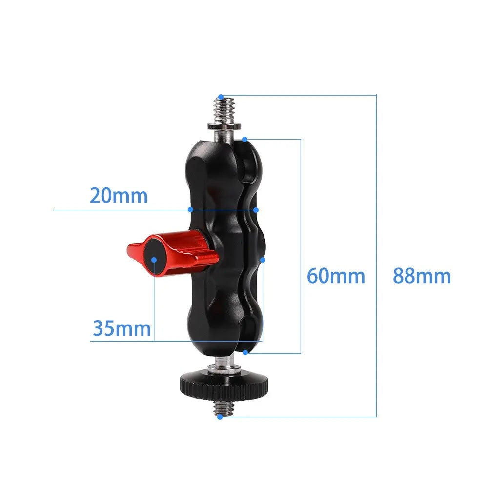 Measurement diagram of the Reflex Camera double ball head clamp showing 88mm total length