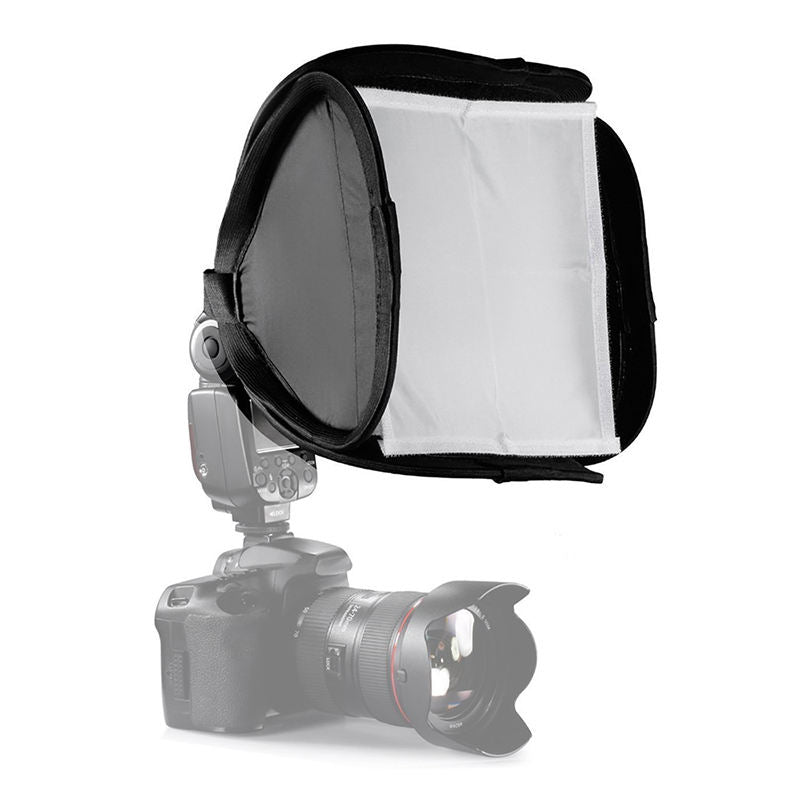REFLEX CAMERA 23×23cm (9×9in) Portable Softbox Flash Diffuser for DSLR Speedlite | Dual-Layer Reflective Lighting Modifier | Foldable Photo Studio Light Cover with Bag | Canon Nikon Sony Compatible