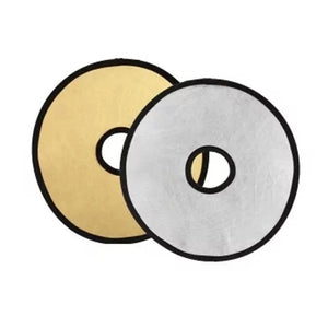 REFLEX CAMERA 2-in-1 Round Photography Reflector 60cm (23.6in) | Silver & Gold Reflective Surfaces | Hollow Center Design | Lightweight Portable Reflector with Carry Case for Close-Up Shots