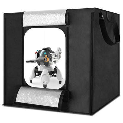 REFLEX CAMERA 60×60×60cm (23.6×23.6×23.6in) LED Light Box Photo Studio | 99 LED Beads 5500K | Foldable Photography Shooting Tent with 3 PVC Backdrops for Product Photography
