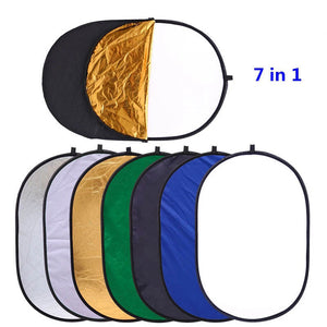 Reflex Camera 7-in-1 Photography Reflector 60x90cm – Translucent/Silver/Gold/White/Black/Blue/Green – Light Diffuser & Chroma Key Background Kit with Carrying Case