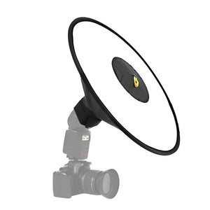 REFLEX CAMERA Universal 44cm (17.3in) Round Flash Softbox Diffuser for DSLR Speedlite | Portable Ring Light Modifier for Studio Portrait Photography | Includes Storage Box | Black & White Cloth