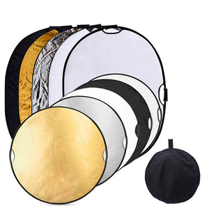 REFLEX CAMERA 5-in-1 Photography Reflector Kit 60×90cm Rectangular | Translucent, Silver, Gold, White, Black | Dual Handle Collapsible Light Reflector with Carrying Case