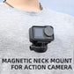 REFLEX CAMERA Magnetic Action Camera Neck Mount POV Chest Lanyard Holder for Insta360 X5, GoPro Hero 13, DJI Action 3 – 360° Rotating Hands-Free Vlog Necklace Mount for Stable First-Person Shooting