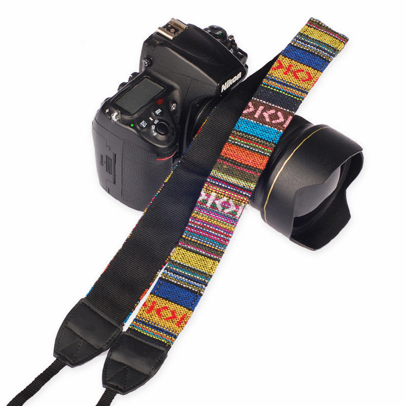 REFLEX CAMERA Cotton Camera Neck Shoulder Strap for DSLR SLR Nikon Canon Sony | Adjustable, Comfortable Vintage Belt for Digital Cameras | Universal Fit with Leather Ends