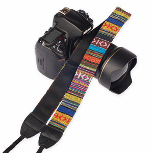 REFLEX CAMERA Cotton Camera Neck Shoulder Strap for DSLR SLR Nikon Canon Sony | Adjustable, Comfortable Vintage Belt for Digital Cameras | Universal Fit with Leather Ends