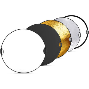 REFLEX CAMERA 5-in-1 Photography Reflector Kit 80cm Round | Translucent, Silver, Gold, White, Black | Dual Handle Collapsible Light Reflector for Studio and Outdoor Photography