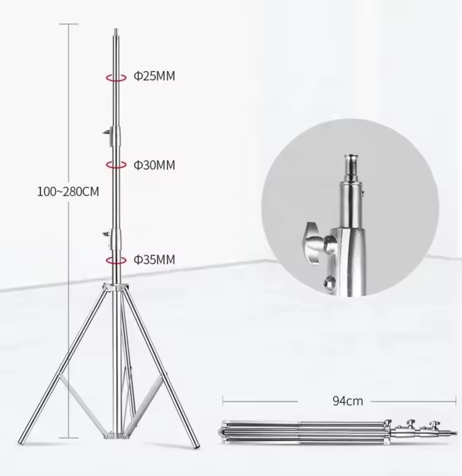 Camera Stand Spring REFLEX CAMERA 2.8m Stainless Steel Spring Cushioned Light Stand Heavy
