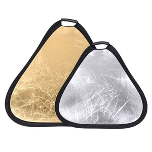 REFLEX CAMERA 2-in-1 Triangle Photography Reflector 80cm (31.5in) | Silver/Gold Reflective Surfaces | Single-Hand Grip | Portable Durable Light Reflector with Carrying Case