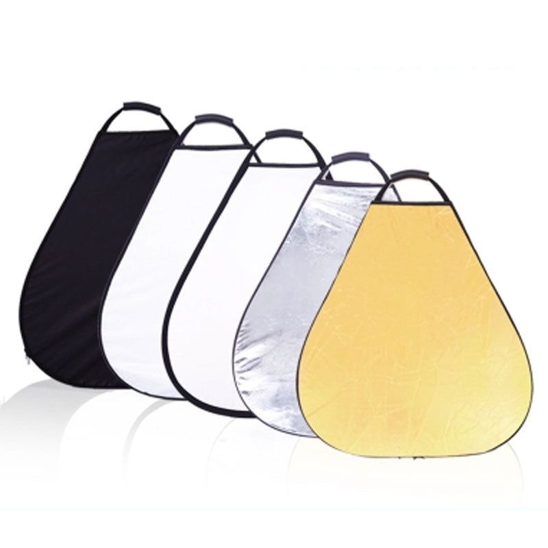 REFLEX CAMERA 5-in-1 Triangle Photography Reflector 80cm (31.5in) | Gold Silver White Transparent Black | Single-Hand Grip | Portable Durable Light Reflector with Carrying Case