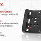 REFLEX CAMERA quick release plate with aluminum build, tripod compatibility, and bubble level shown alongside key features