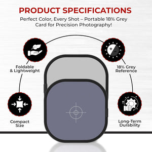 REFLEX CAMERA 8x8" Foldable White Balance Card – Double-Sided 18% Gray & White Reflector for Accurate Color & Exposure