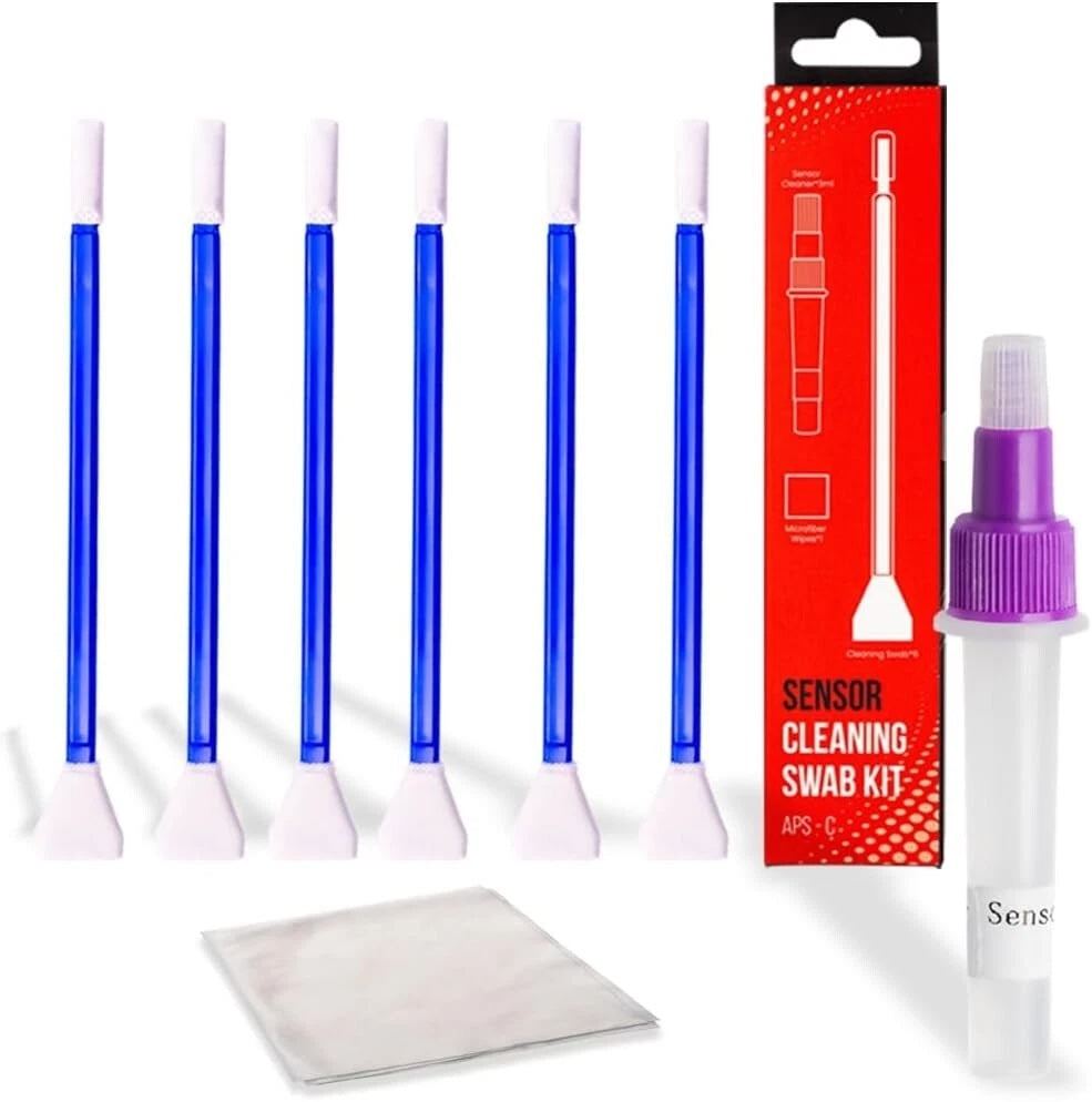 REFLEX CAMERA Professional APS-C Sensor Cleaning Kit - 6 cleaning Swabs, Microfiber Cloth, 3ml Alcohol-Free Solution - Safe, Residue-Free Camera Maintenance for Clear Images